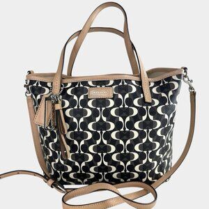 COACH Park Metro Dream C Black & Ivory Monogram C Purse Tote Shoulder Bag F26201